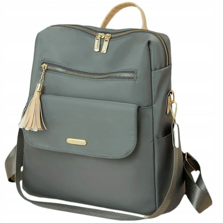 Backpack Women's Bag GREY 2in1 Backpack for School Work Tassel Beige Brand Likado