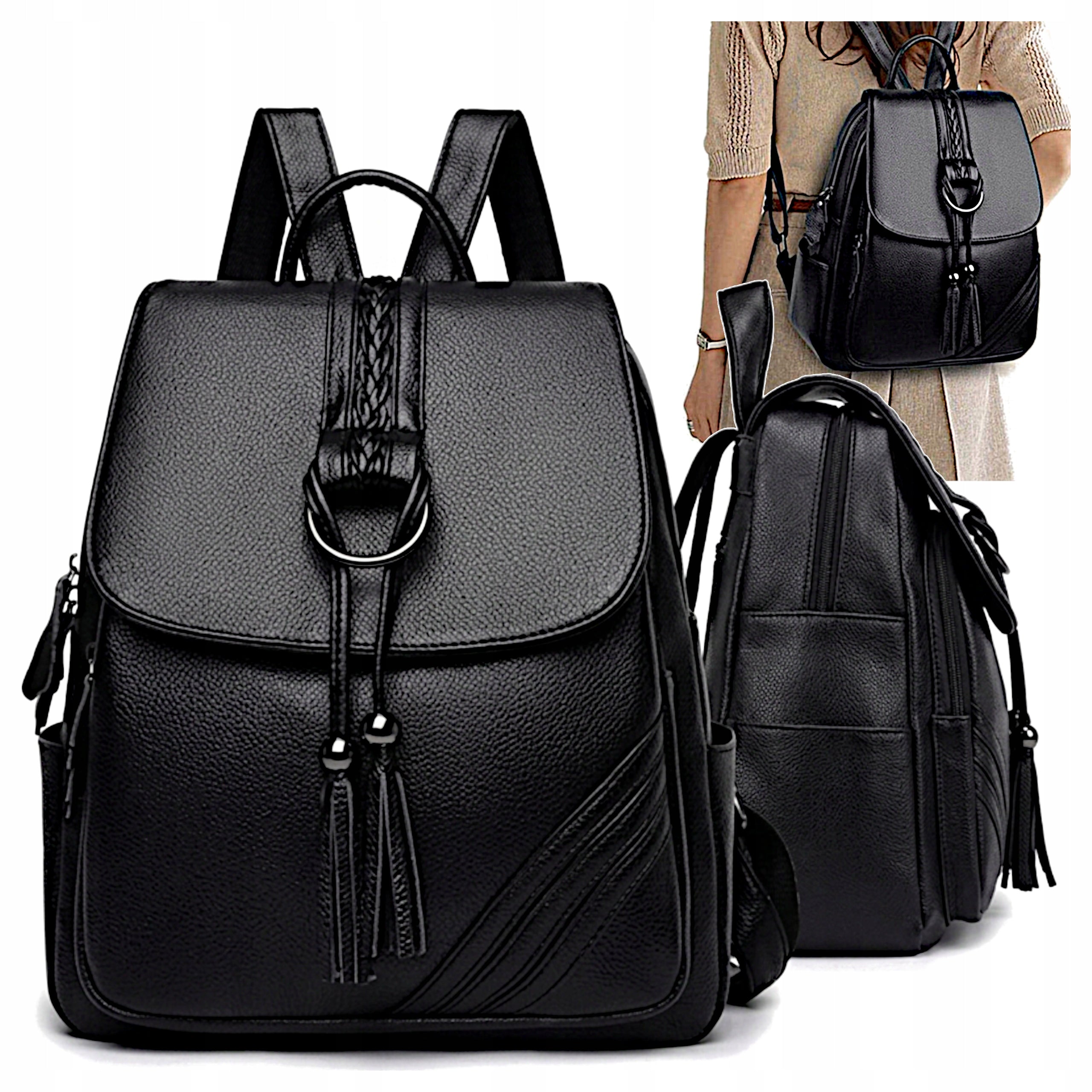 Backpack Women's Leather Backpack Bag City Fashion School roomy lightweight