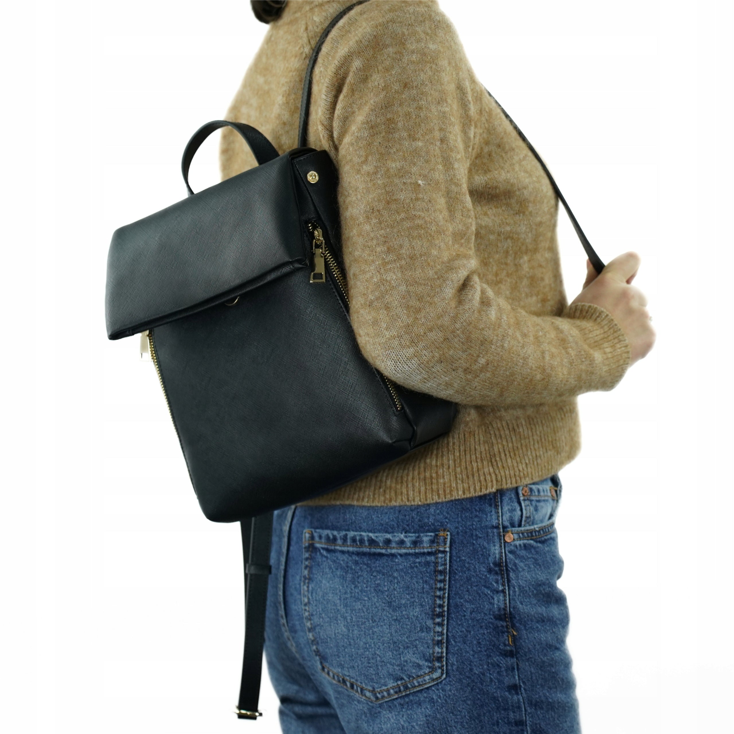 Backpack Women's urban small Black backpack elegant roomy strong SOLIER
