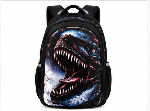 Backpack black with dinosaur