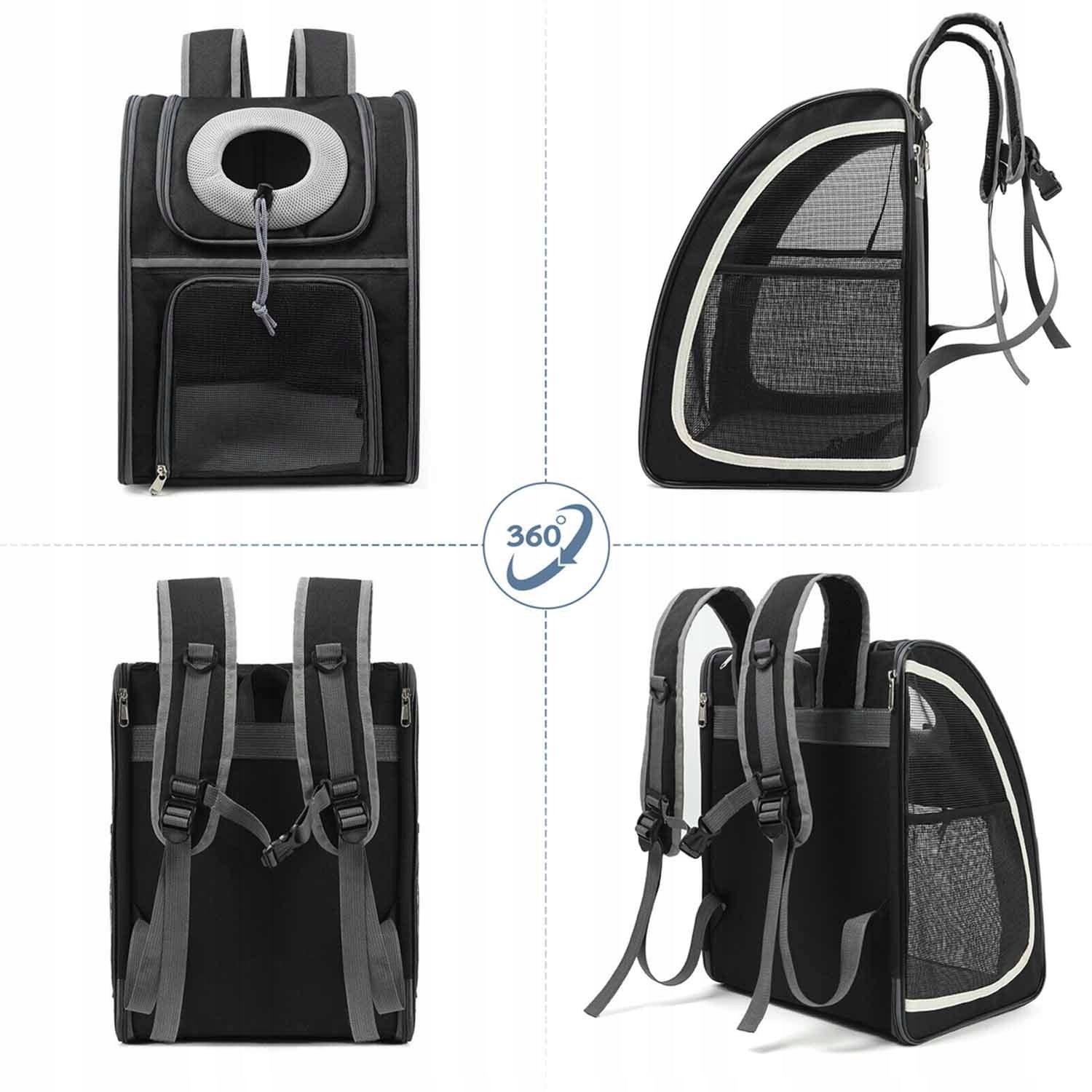 Backpack cat dog transporter plastic shades blackwith mesh roomy Product height 40 cm