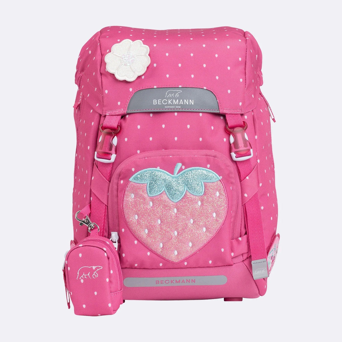 Backpack, ergonomic backpack, classic set of 6 elements, STRAWBERRY Color multicolor