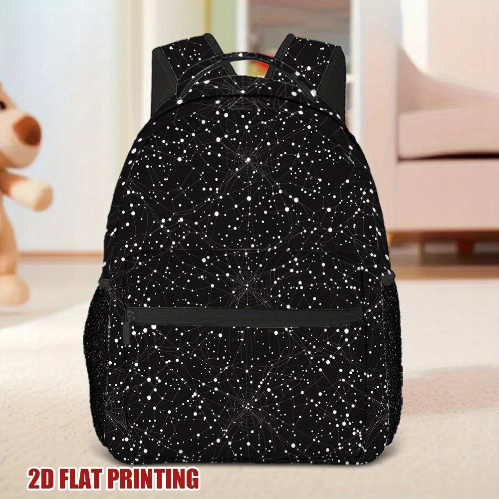 Backpack for School, Work, or Travel - Black with White Stars, Teenager