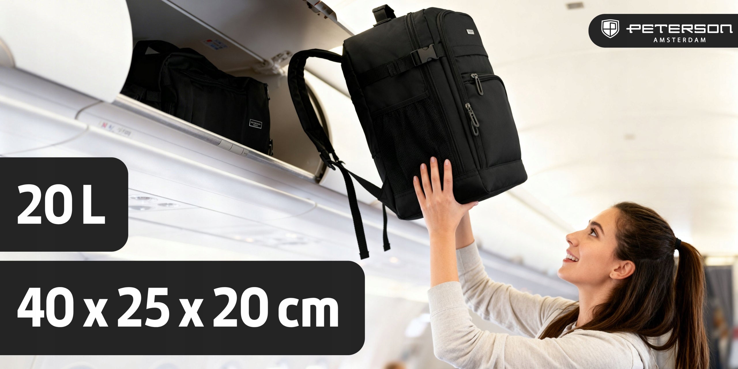 Backpack for aircraft RYANAIR 40x25x20 cabin tourist luggage PETERSON Packaging status original