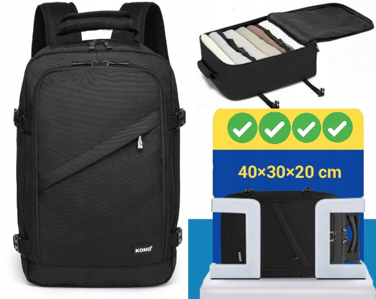 Backpack for airplane 40x30x20 carry-on luggage Ryanair Wizzair Expander