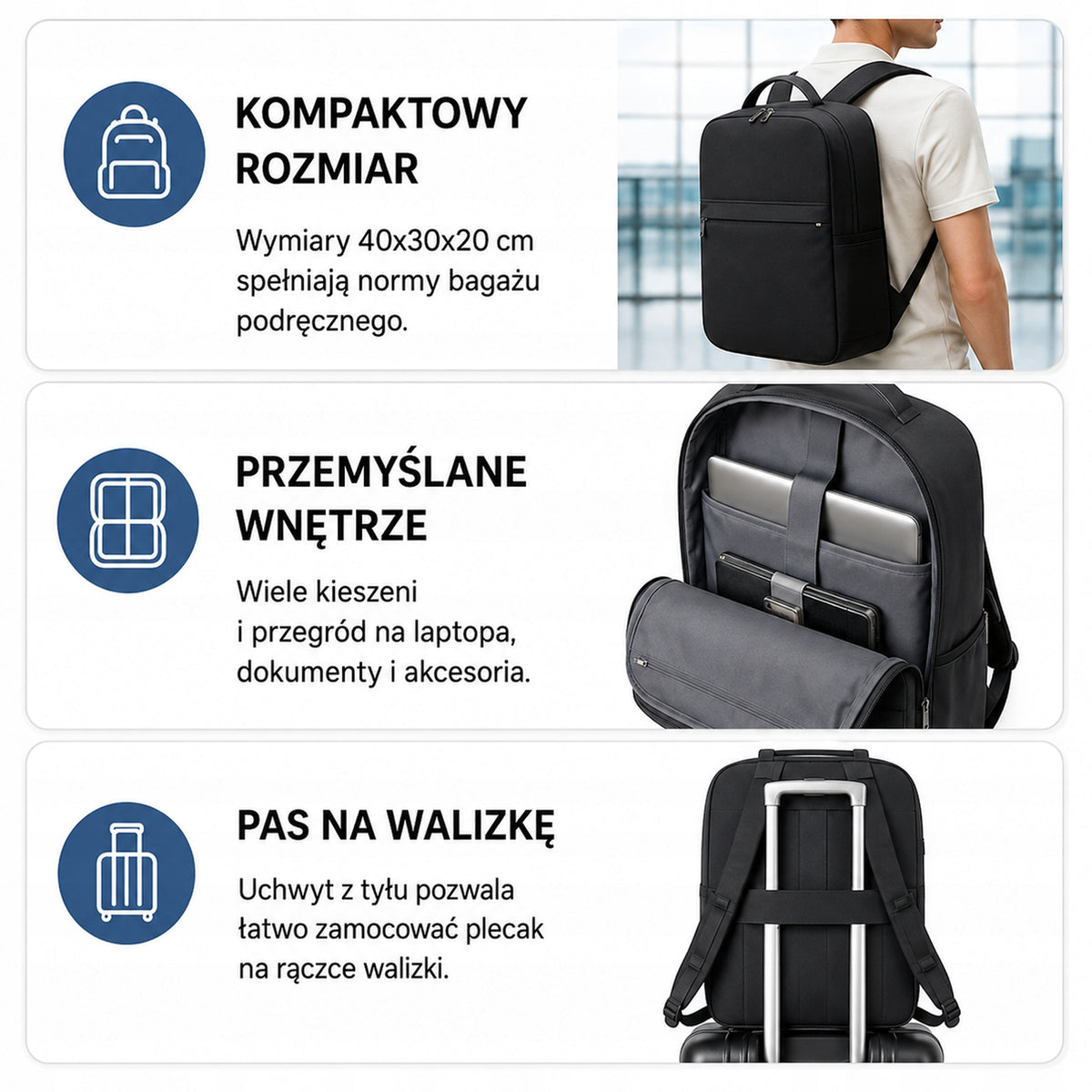 Backpack for airplane 40x30x20 handheld Brand no brand