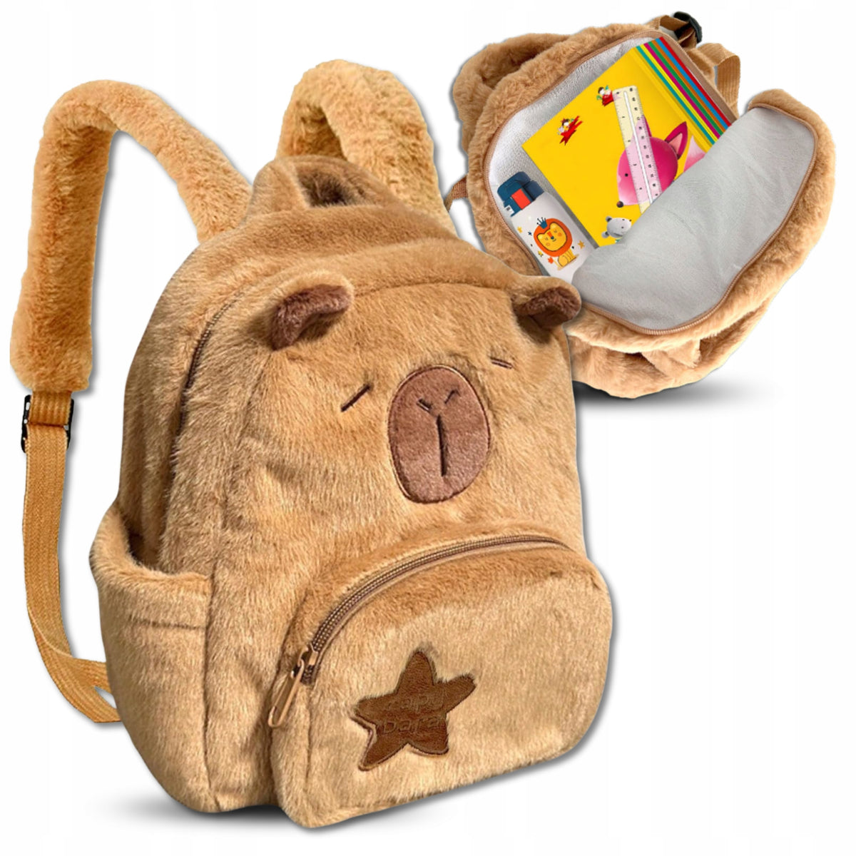 Backpack for girl boy preschooler Kapibara roomy beige plush Manufacturer code PLECAK SZKOLNY Uniwersalny