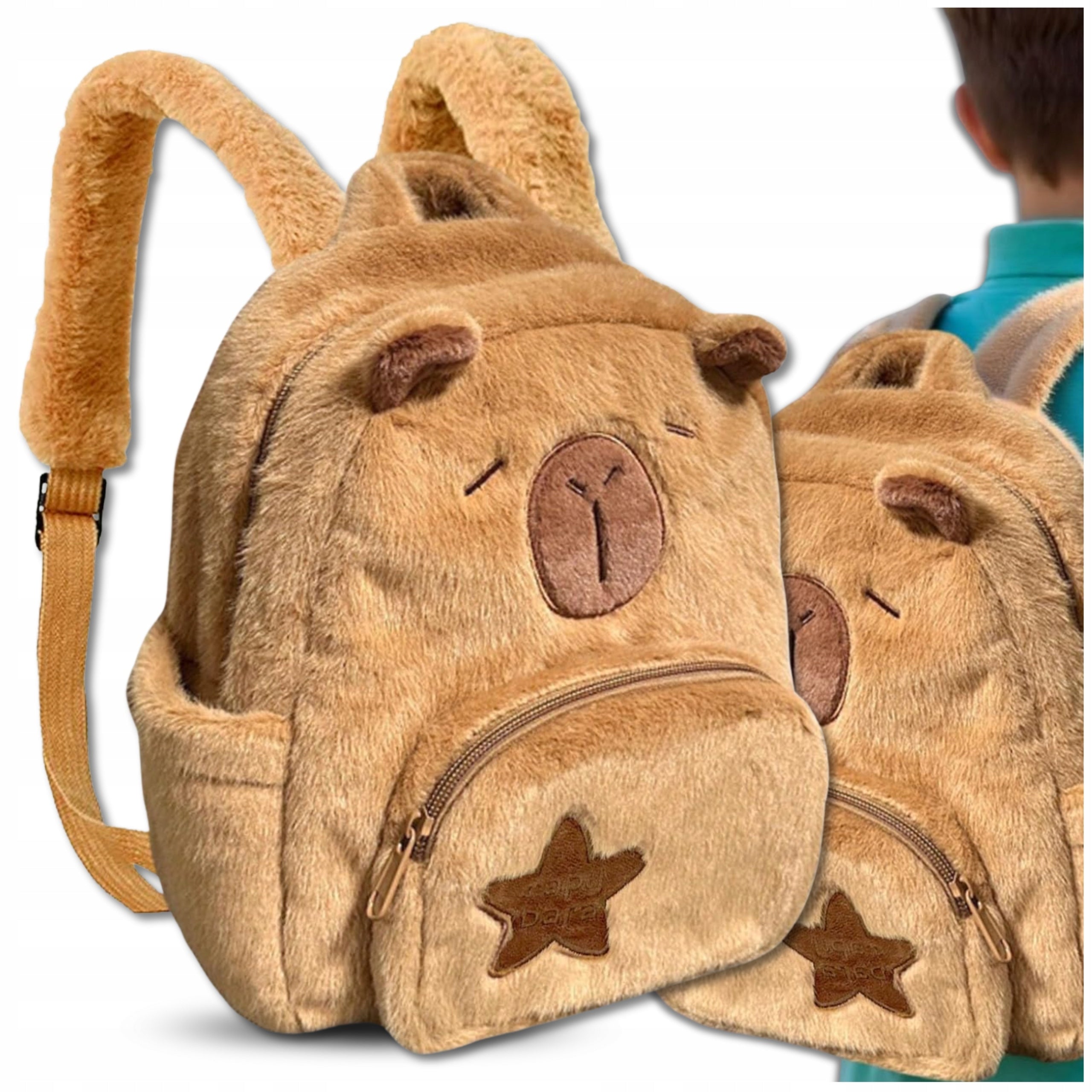 Backpack for girl boy preschooler Kapibara roomy beige plush Packaging status original