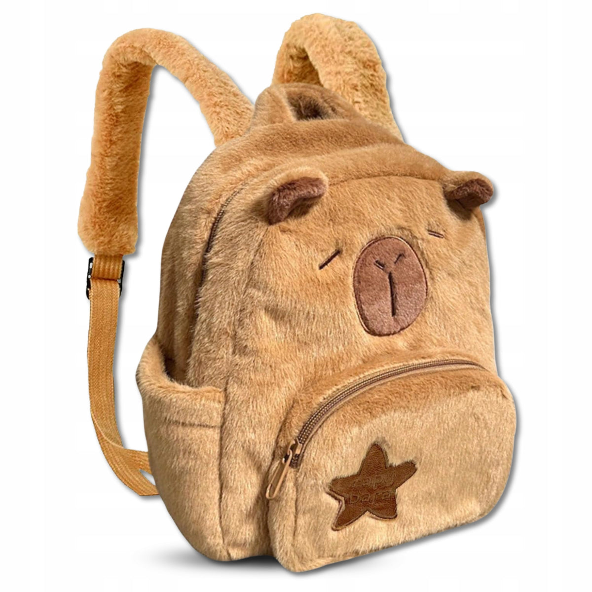 Backpack for girl boy preschooler Kapibara roomy beige plush