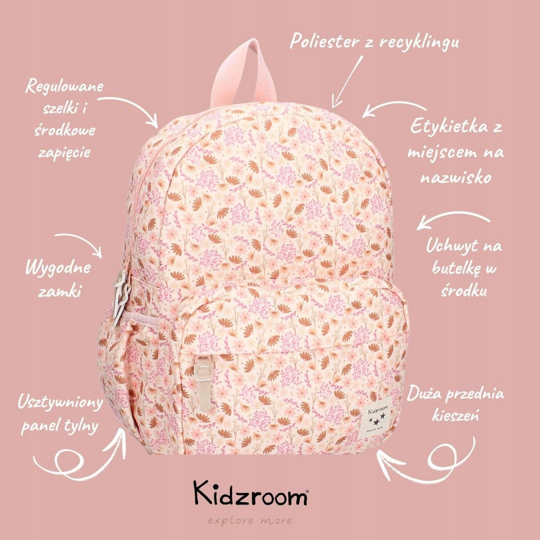 Backpack for kindergarten school for children L Memories Flowers Pink KIDZROOM Packaging status original