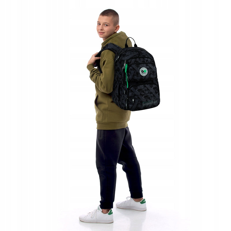 Backpack for school for a boy 9-12 years black with pendant GoPack Manufacturer code GO26-120M-4