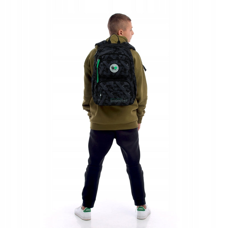 Backpack for school for a boy 9-12 years black with pendant GoPack Packaging status original