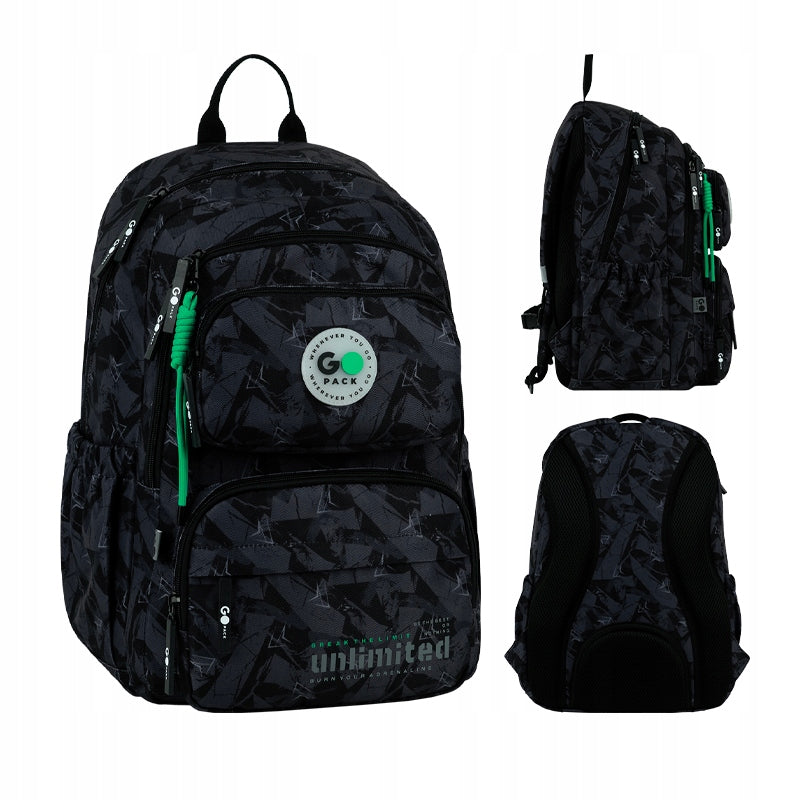 Backpack for school for a boy 9-12 years black with pendant GoPack