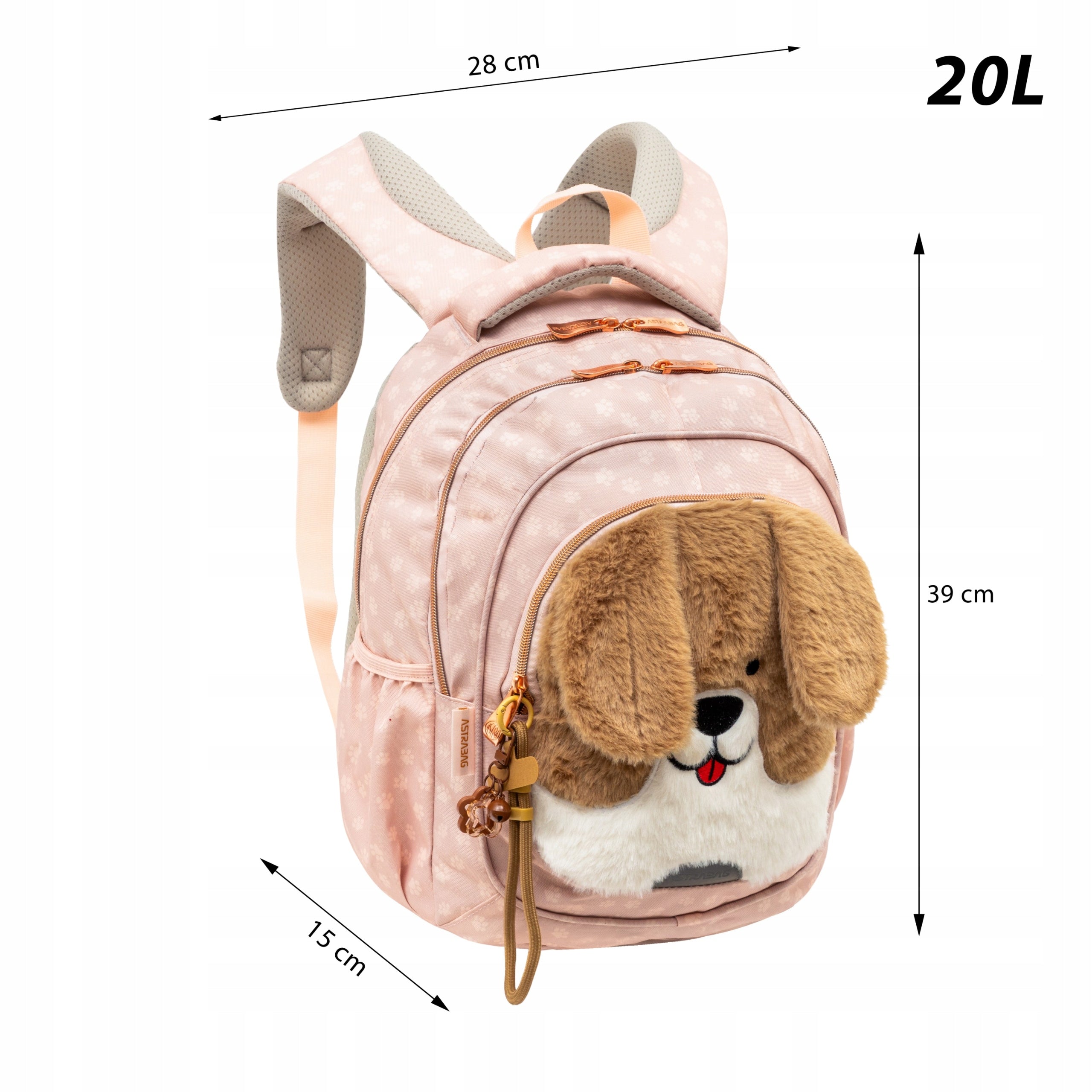 Backpack satchel 3 school compartments,Puppy AstraBag with plush dog Manufacturer code 502026016