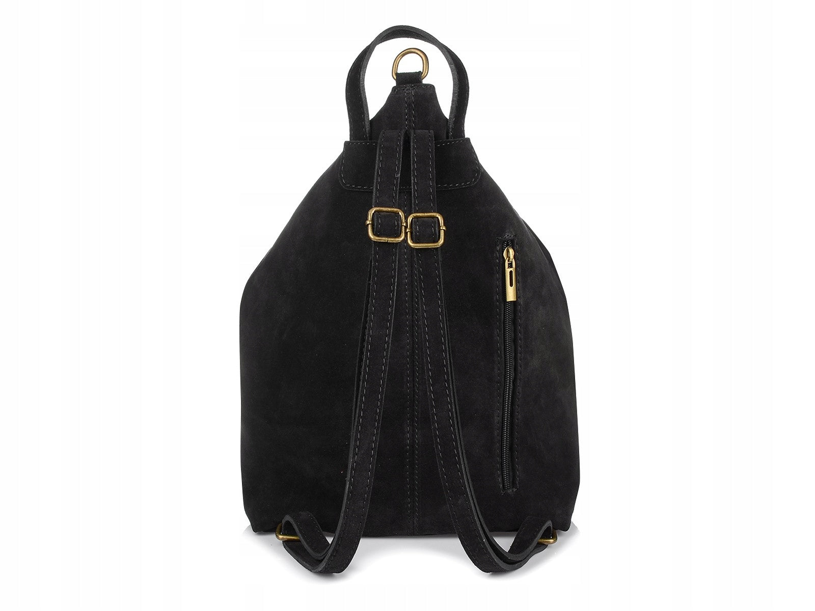 Backpack suede leather stylish Italian backpack genuine leather women black Brand Vera Pelle