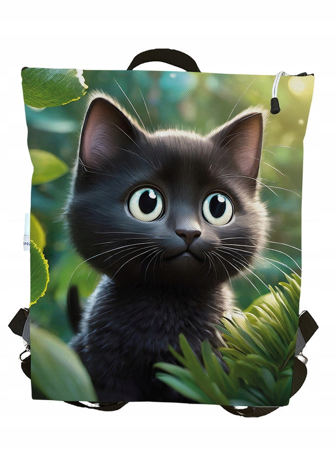 Backpack with Cat black / Backpack / Waterproof / Zipper / Lining / Cute