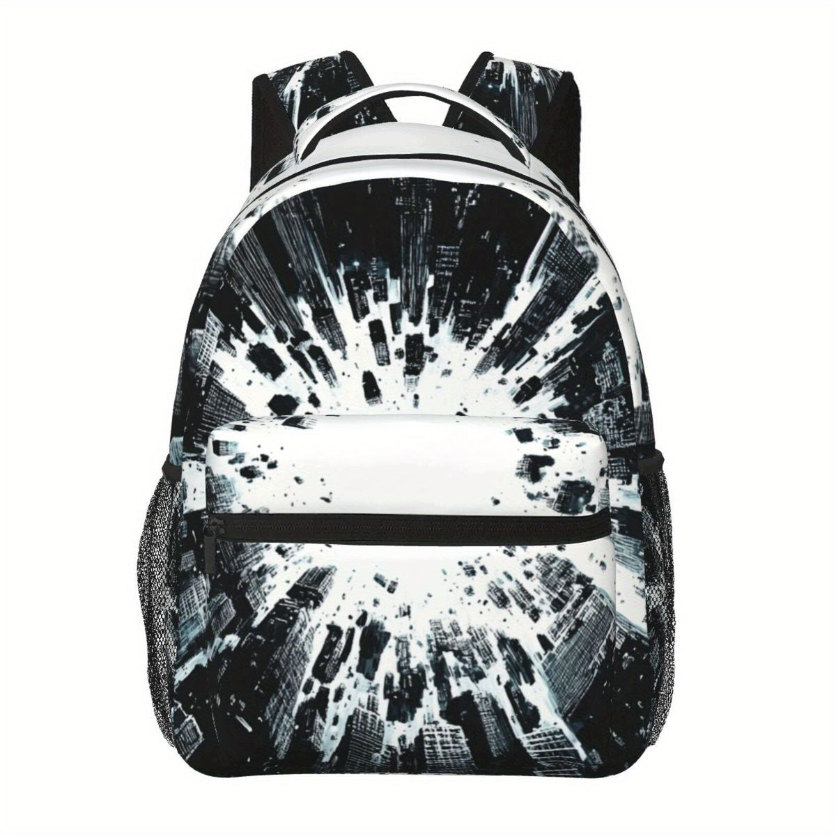 Backpack with Cityscape Print, Lightweight, Adjustable Strap, Back Waist Protection
