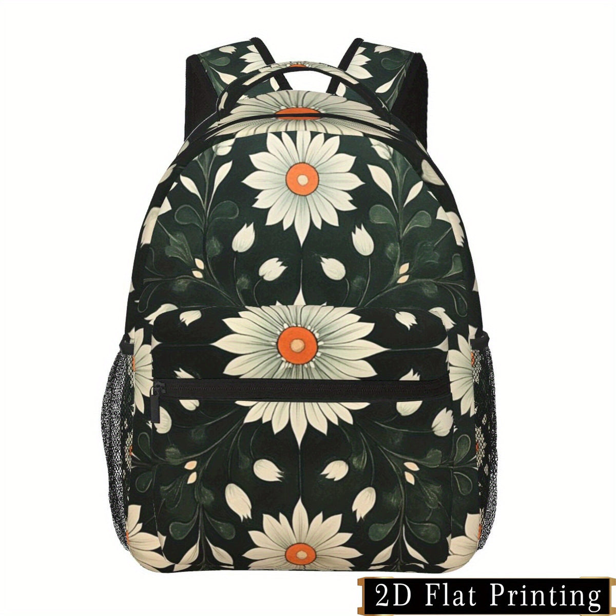 Backpack with Floral Art Print for Campus and Travel