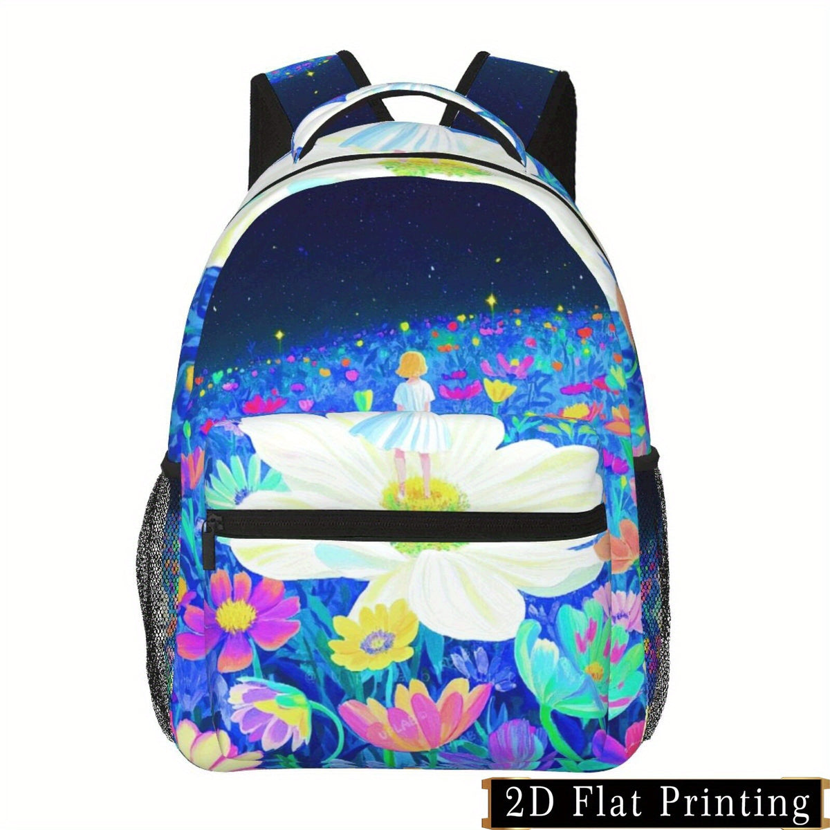 Backpack with Floral Print, Large Capacity, Multi-Compartment, Adjustable Straps