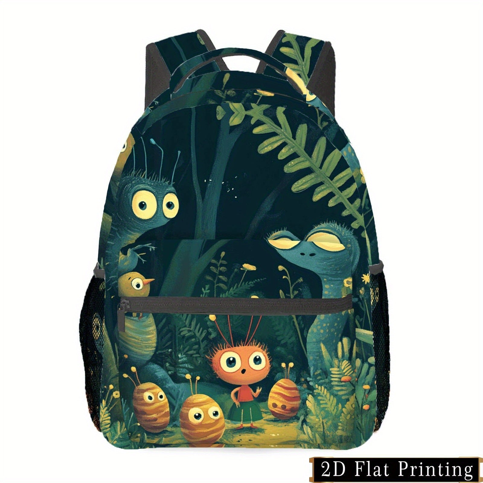 Backpack with Forest Print, Large Capacity, Multi-Compartment, Adjustable Strap