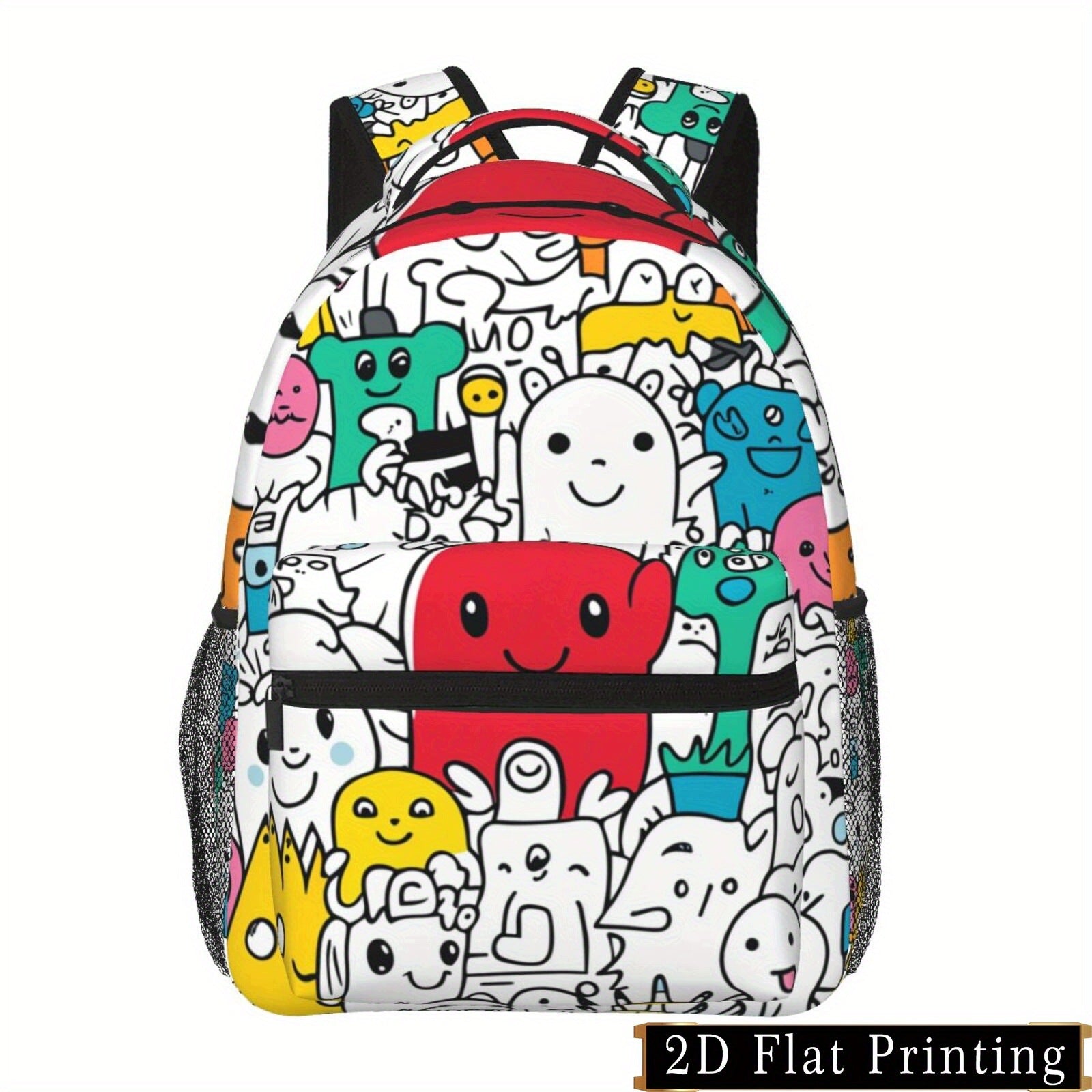 Backpack with Graffiti Print for Campus and Travel