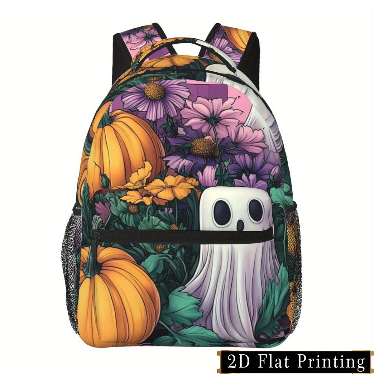 Backpack with Halloween Print, Waist Protection, Large Capacity Compartments