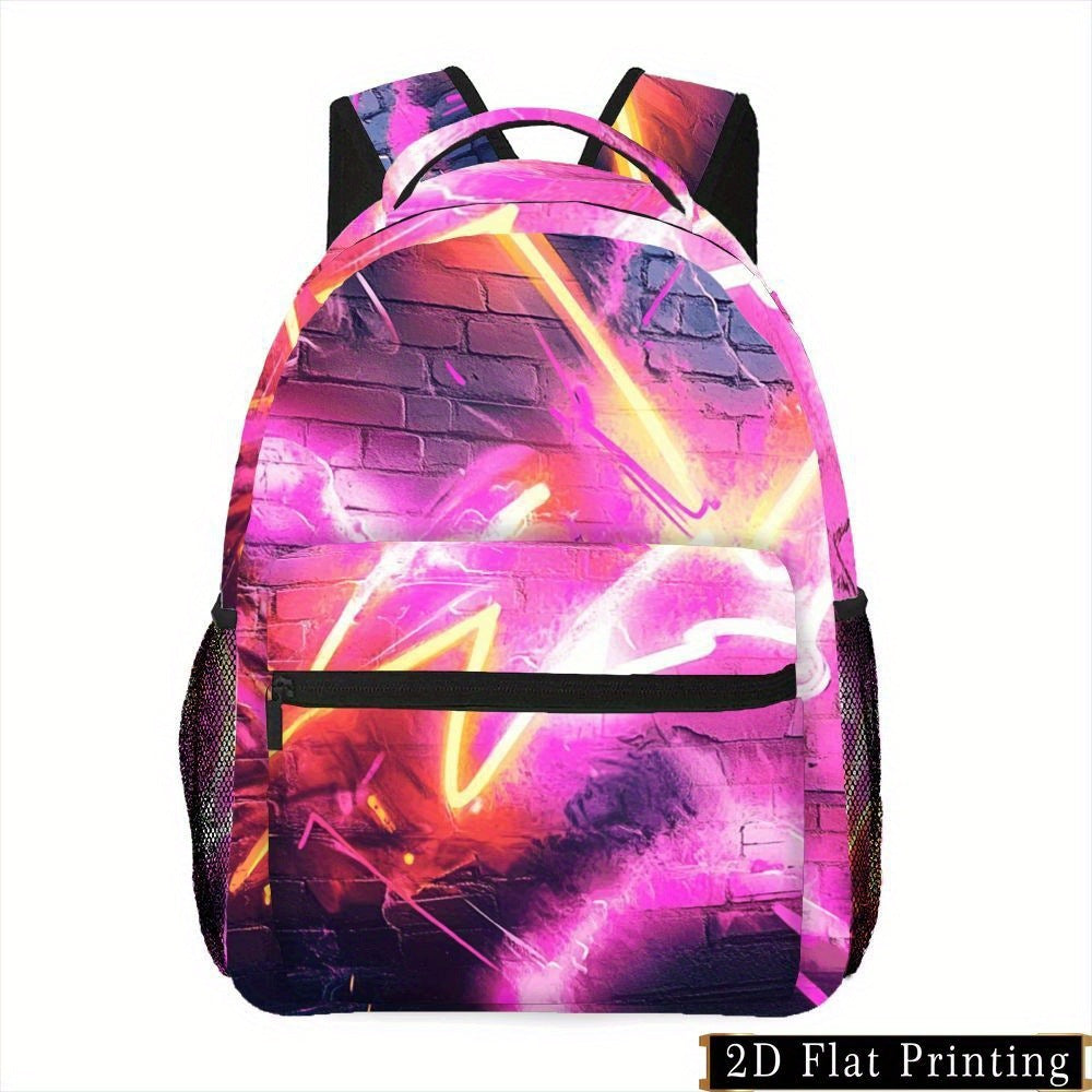 Backpack with Neon Print for Campus and Travel