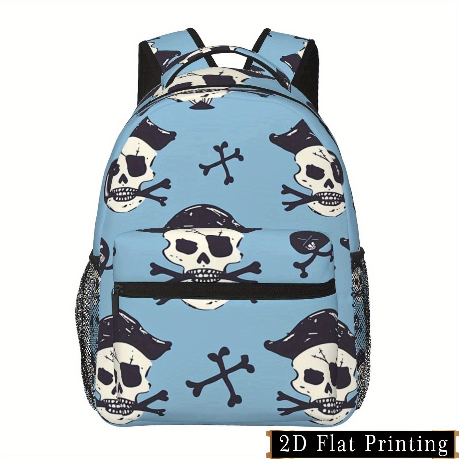 Backpack with Retro Skull Print, Waist Protection, Large Capacity Compartment