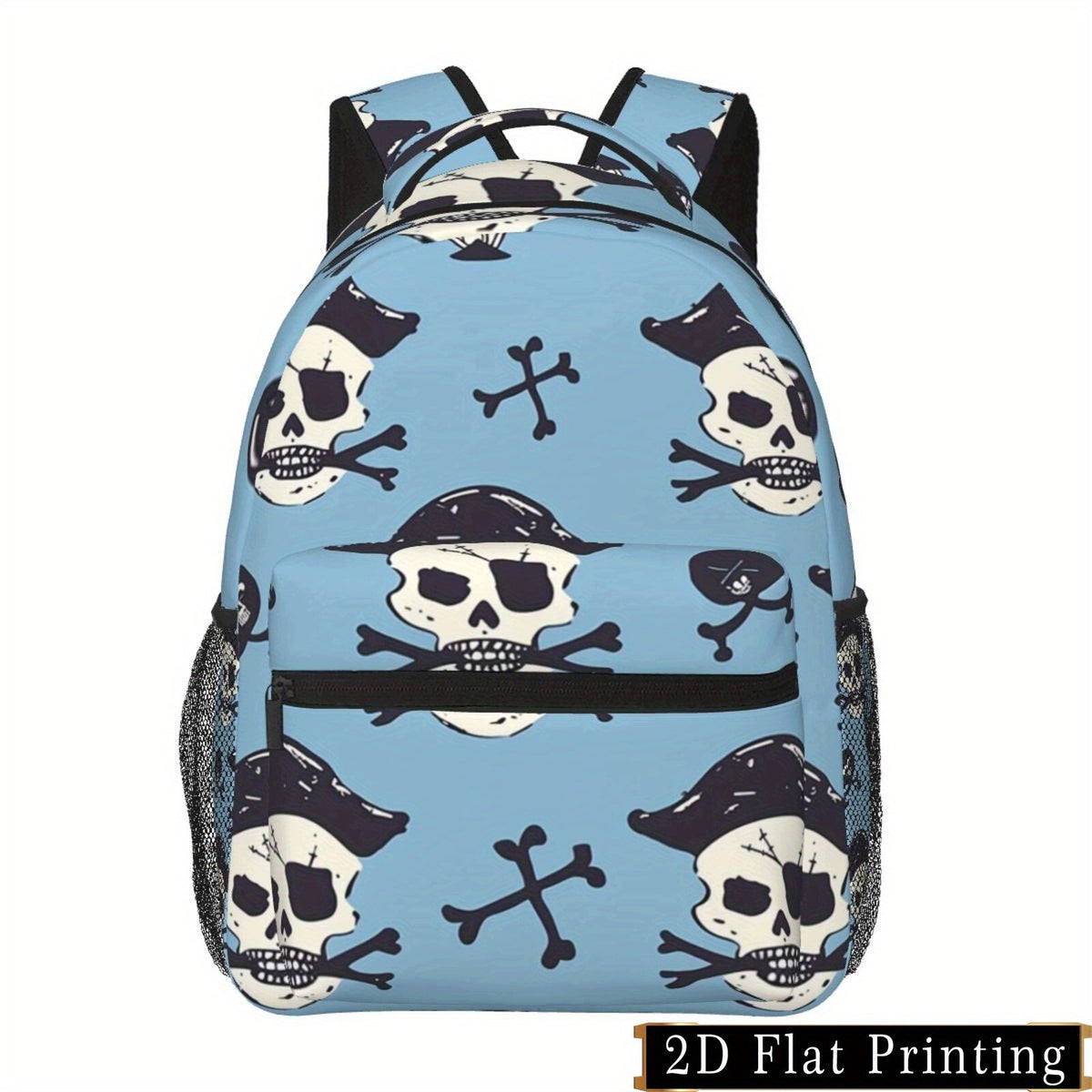 Backpack with Retro Skull Print, Waist Protection, Large Capacity Compartment