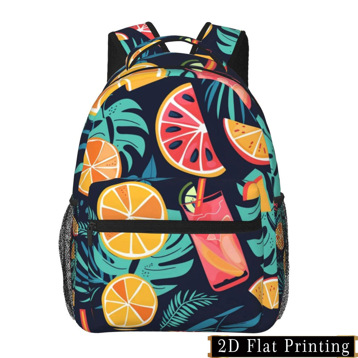 Backpack with Summer Print, Large Capacity, Multi-Compartment, Adjustable Straps
