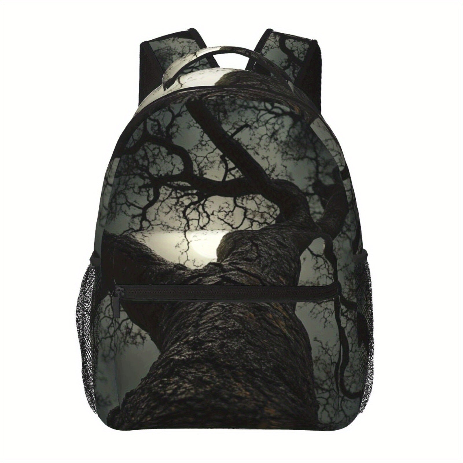 Backpack with Tree Print, Waist Protection, Multiple Compartments, and Laptop Sleeve