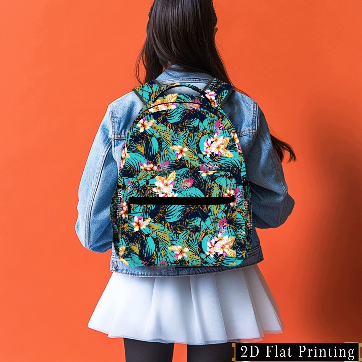 Backpack with Tropical Pattern, Zipper Closure. Hand Washable. Ideal for Campus, Travel, and Outdoor Use.