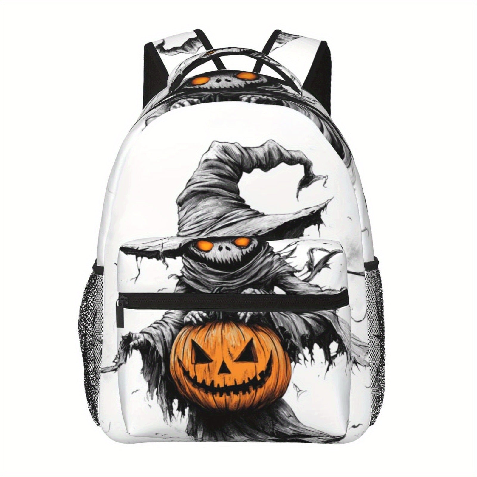 Backpack with Witch and Jack-o'-Lantern Print for Travel