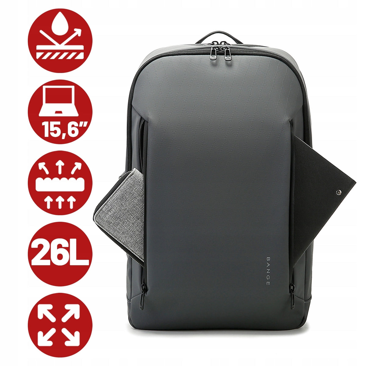 Backpack with space for a 15.6" laptop for work capacious functional urban Brand Bange