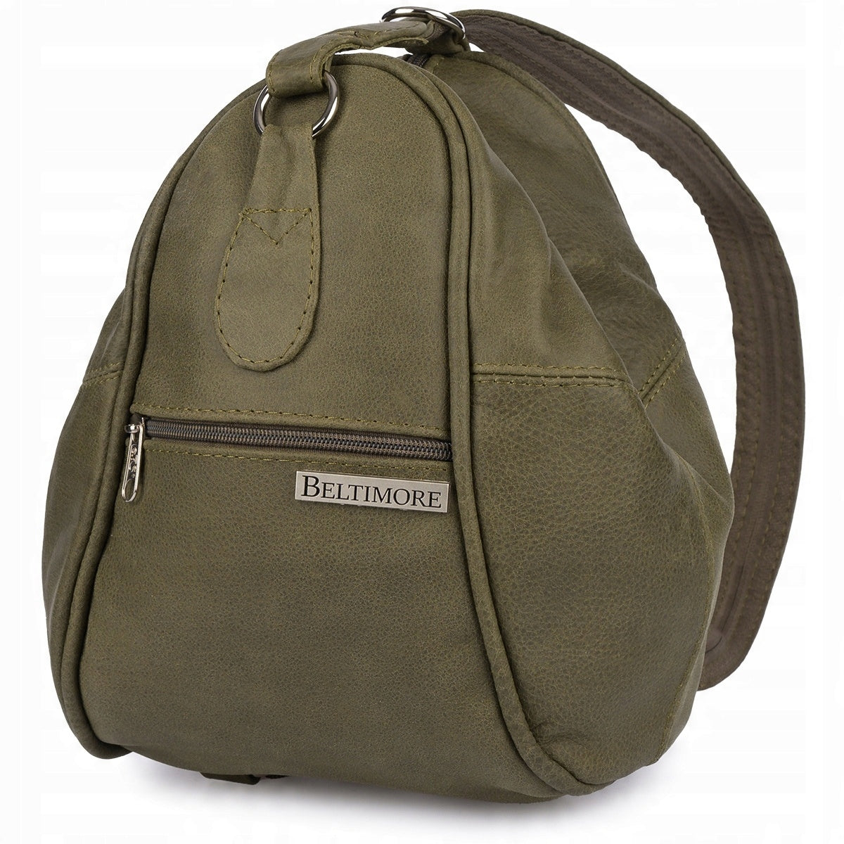 Backpack women's leather bag 2in1 Beltimore olive 019