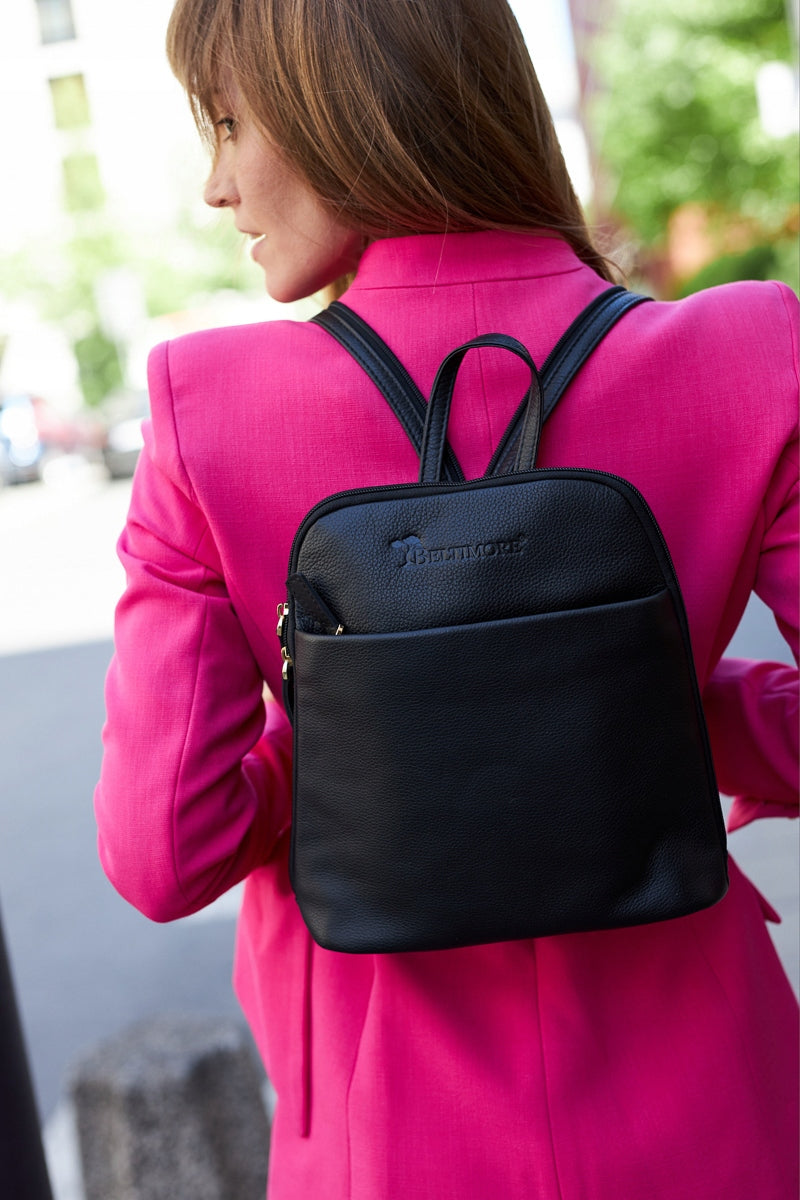 Backpack women's leather city leather genuine handbag 2in1 Beltimore Manufacturer code P20black