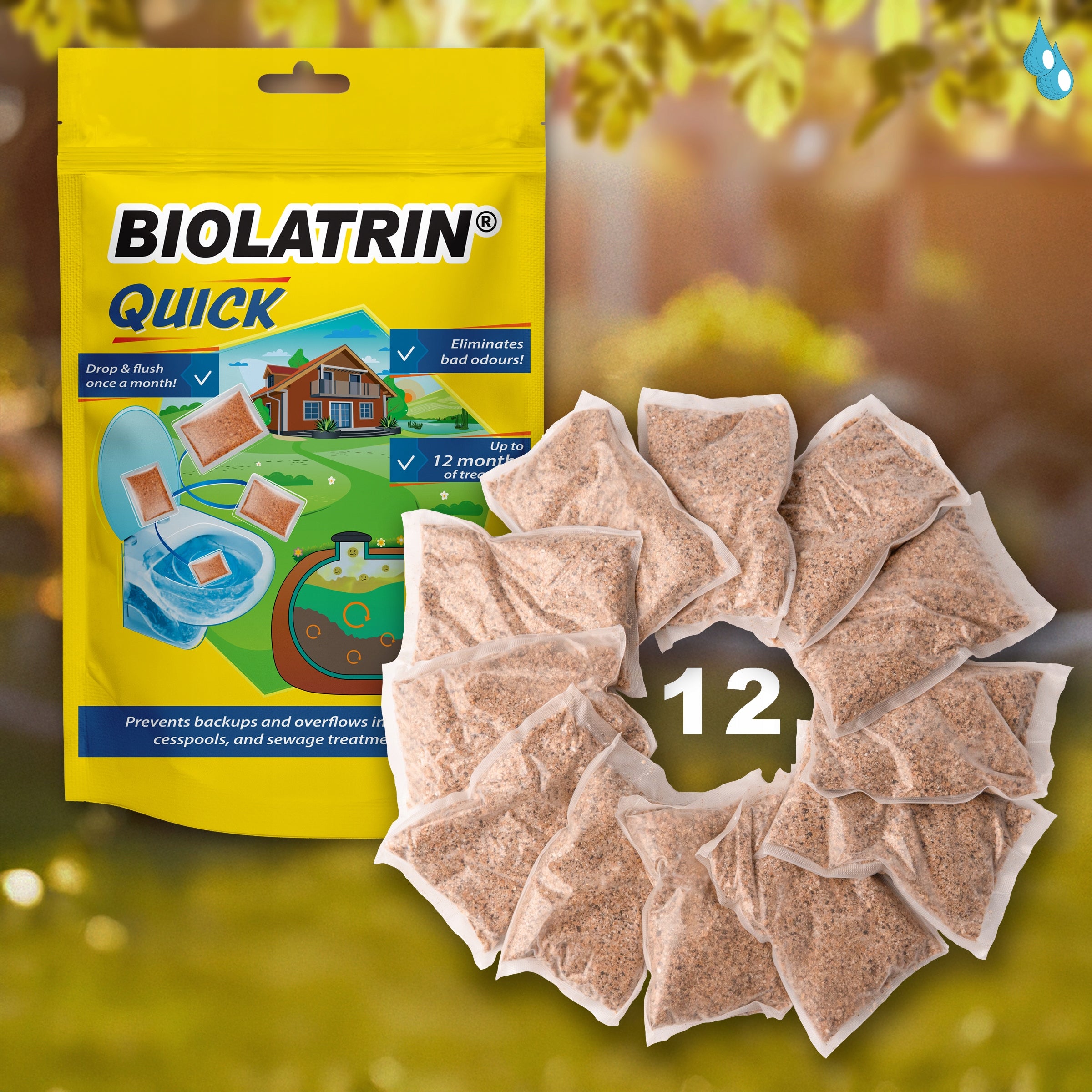 Bacteria for septic tank and treatment plant strong bio product BIOLATRIN Quick 12 pcs Product form granules