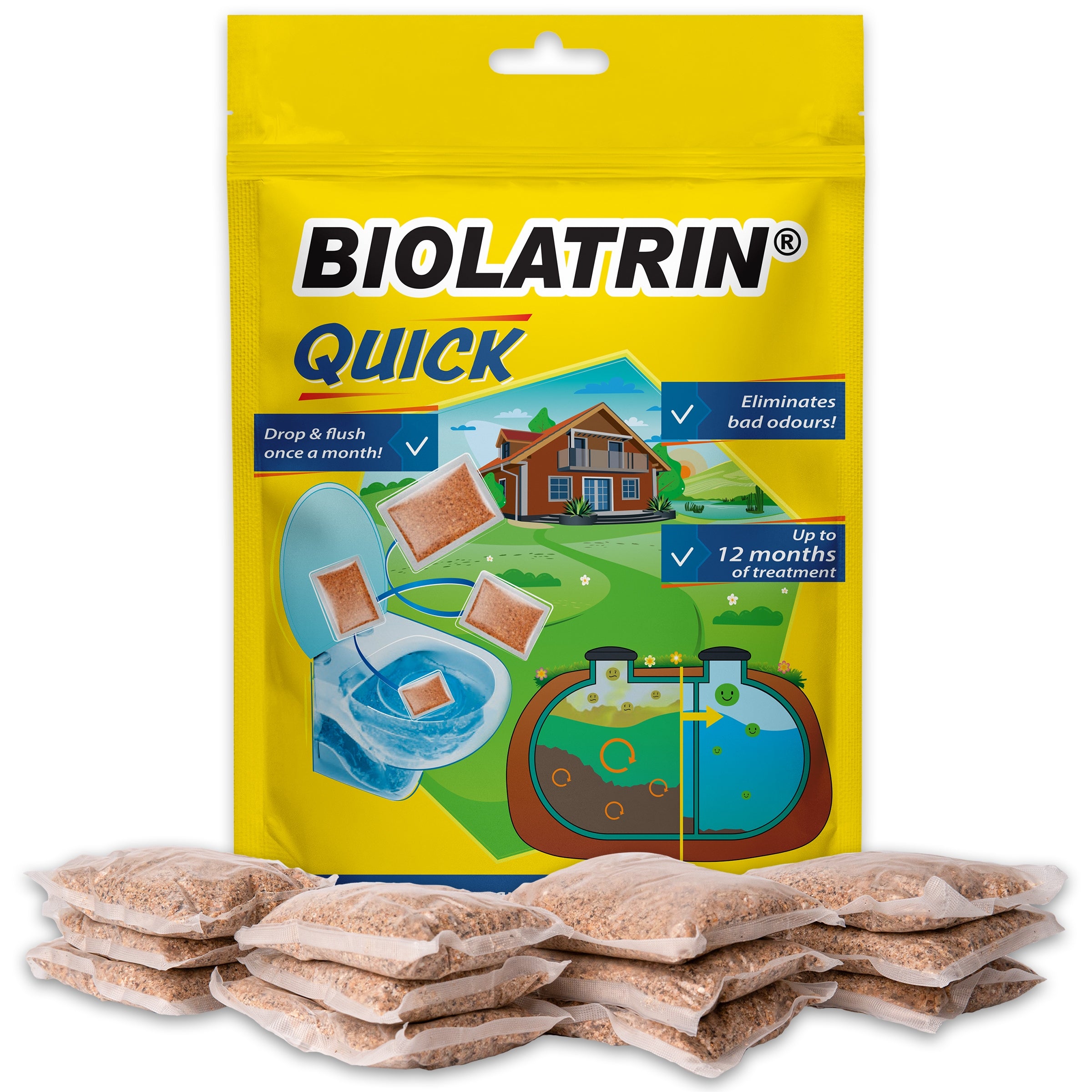 Bacteria for septic tank and treatment plant strong bio product BIOLATRIN Quick 12 pcs