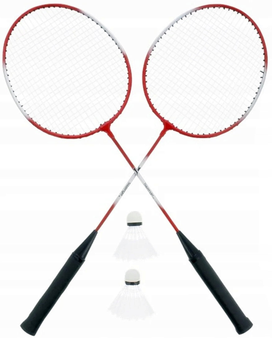 Badminton 2 rackets paddles red +2 darts + Dunlop Slazenger cover