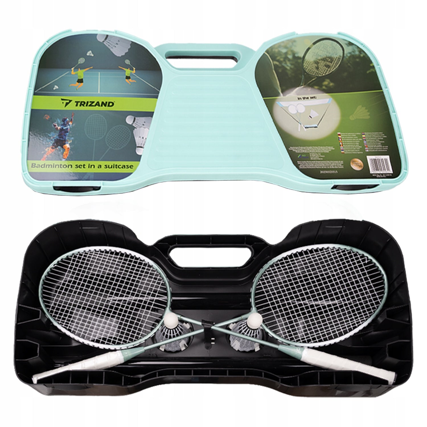 Badminton Game Set Mesh 2 Rackets Dart Suitcase Folding 4in1 Packaging status original