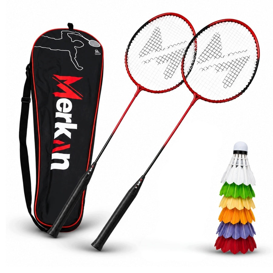 Badminton Racket Set in Cover + 6 Feather Darts MERKAN Manufacturer code MFC-01