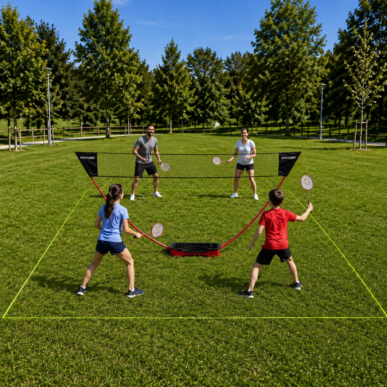 Badminton Set for 4 People Suitcase, Net, 4 Rackets, Field, Darts Brand no brand