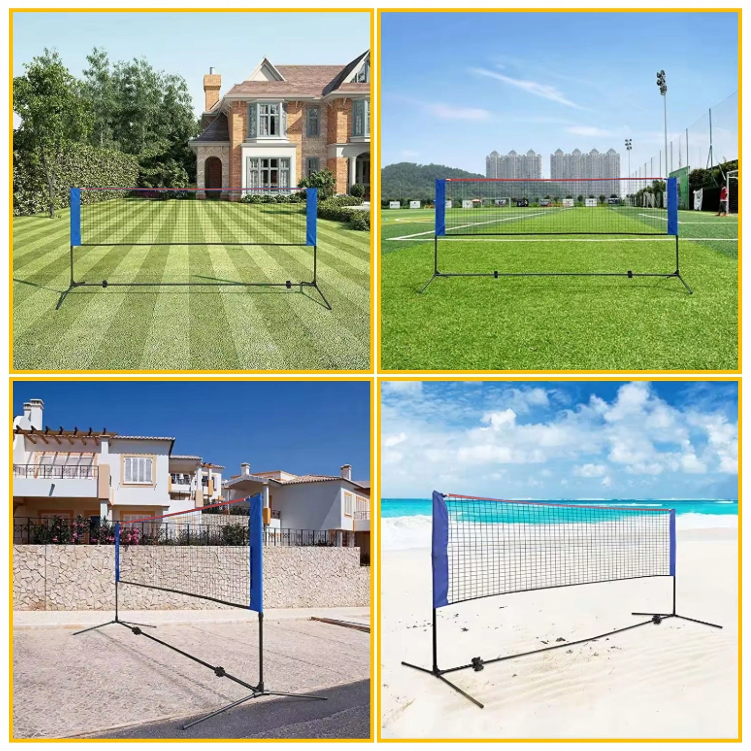 Badminton net large volleyball adjustable high folding + cover Brand Zolta