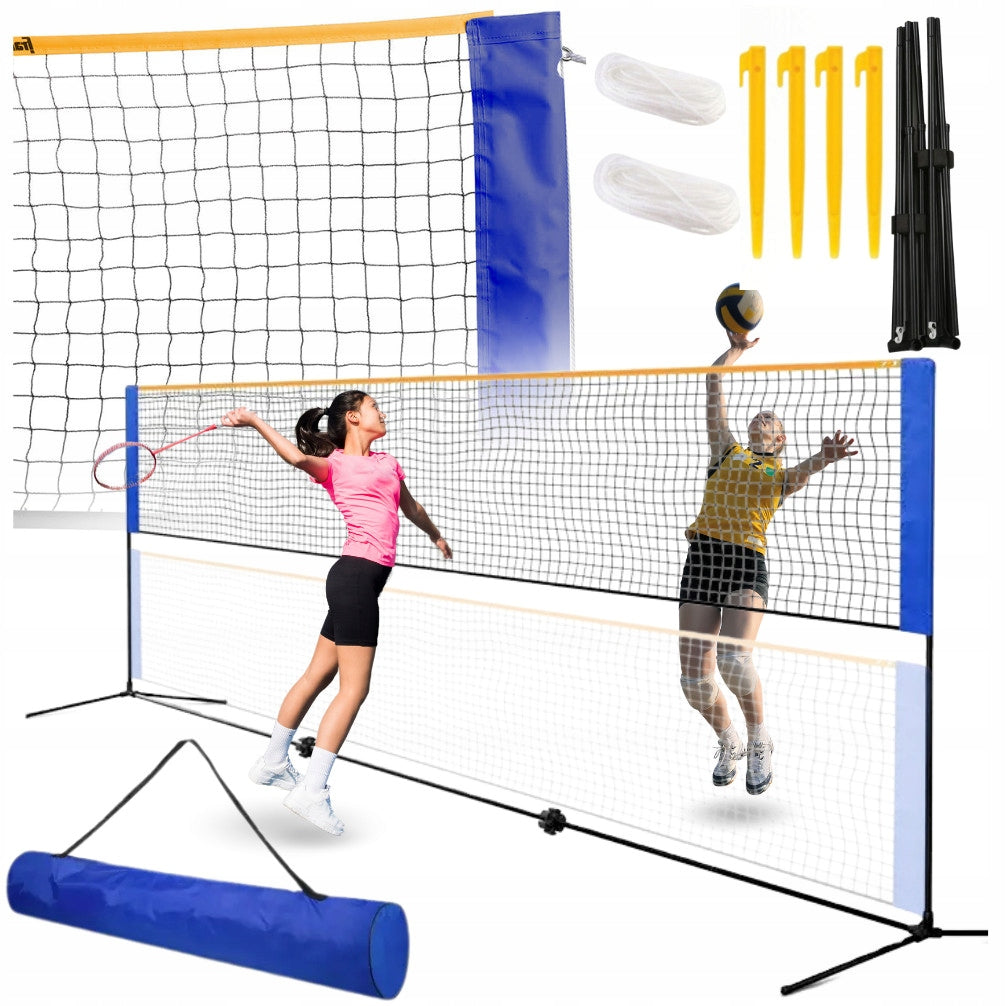 Badminton net large volleyball adjustable high folding + cover
