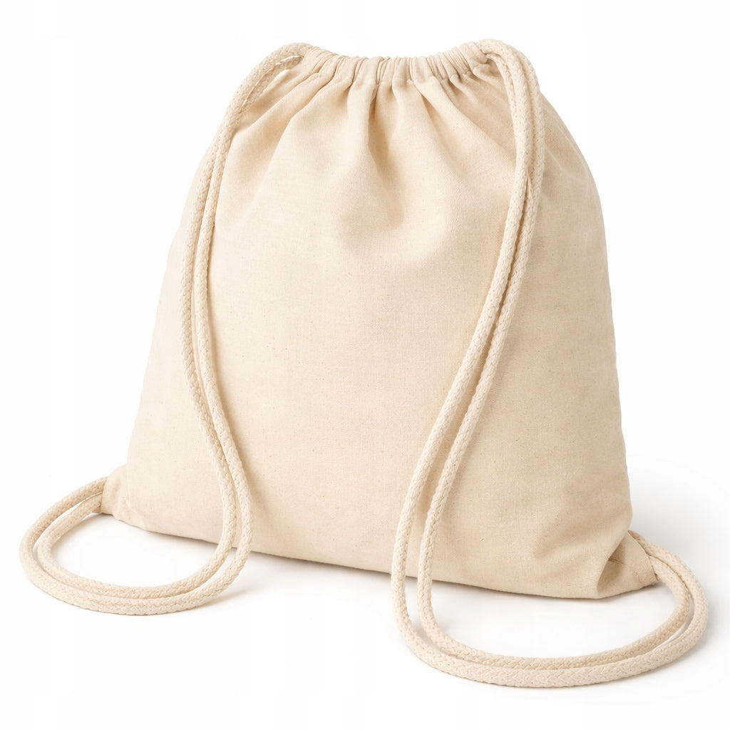 Bag Backpack Cotton Bag With Drawstring For Shoes Ecru 145g 38x42 cm