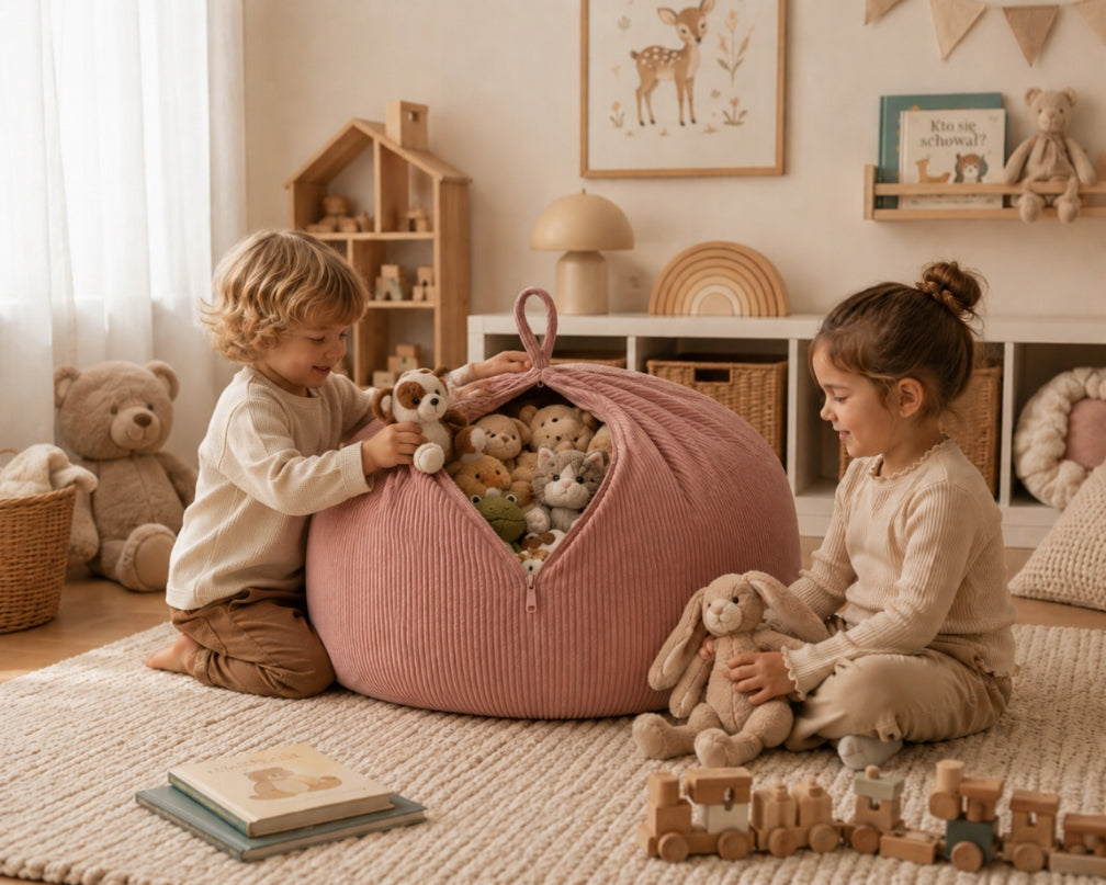 Bag Pouch Toy Bag Plush Toys Pouf Children's 80x80x50cm Pink Brand MEBLE ODNOWA