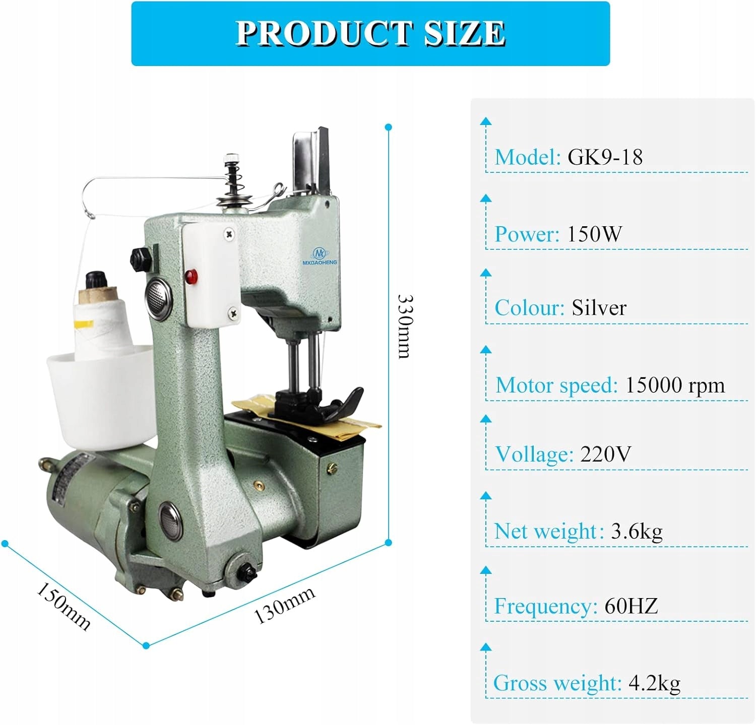 Bag Sewing Machine GK9-18 220V Portable Industrial 800rpm Brand Mxbaoheng