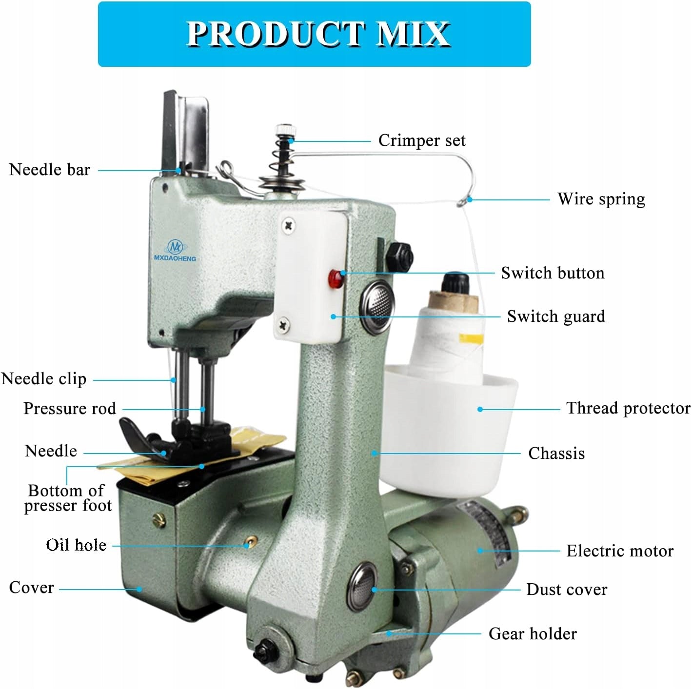 Bag Sewing Machine GK9-18 220V Portable Industrial 800rpm Manufacturer code 6377
