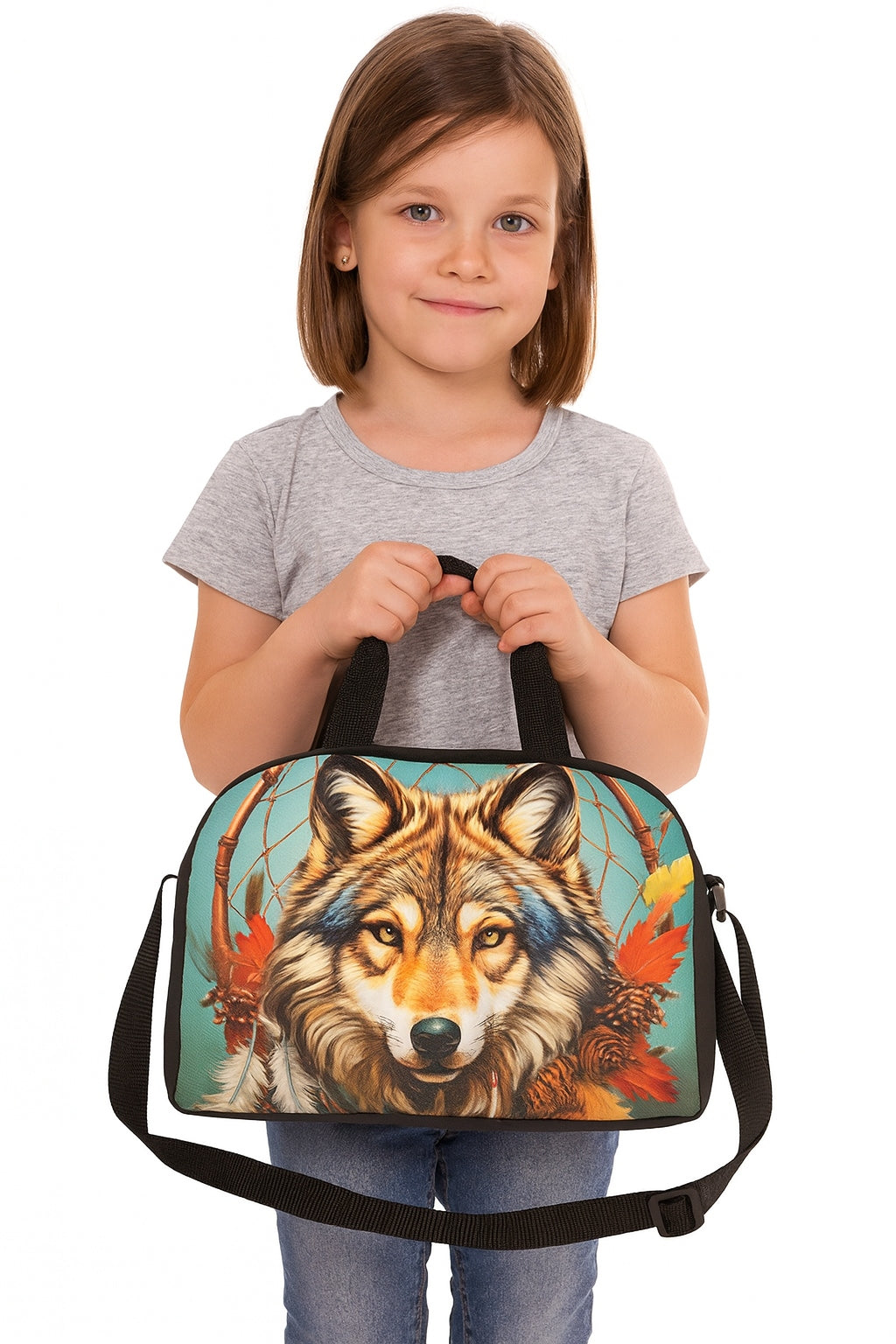 Bag for boy girl sports for swimming pool tourist print wolf