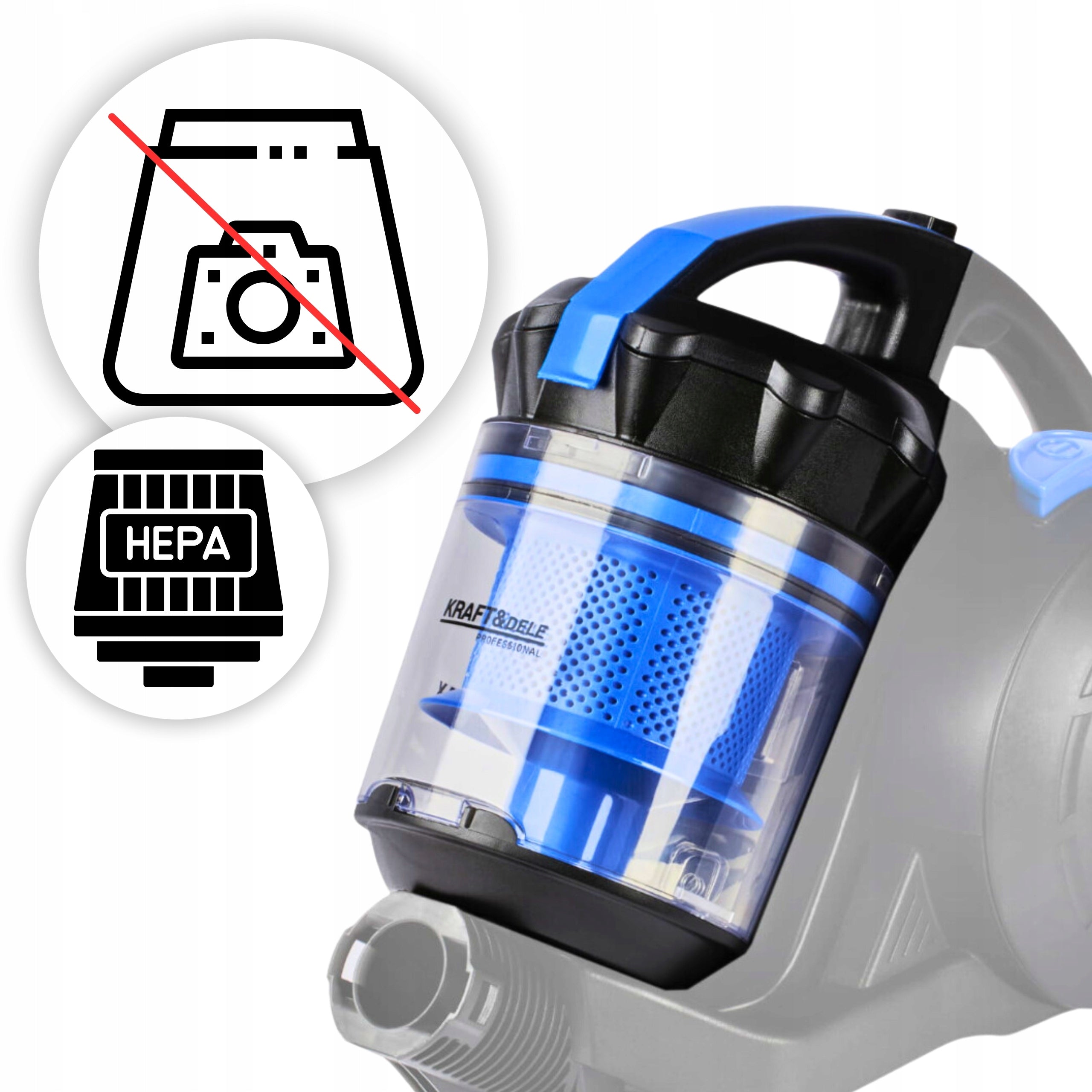 Bagless vacuum cleaner Kraft&Dele TURBO MAX CYCLONIC 4000W Vacuum cleaner type bagless